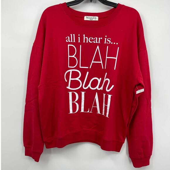 Wound Up All I Hear is Blah Blah Blah Red Pullover Sweatshirt Sweater NEW XXL - Picture 2 of 8